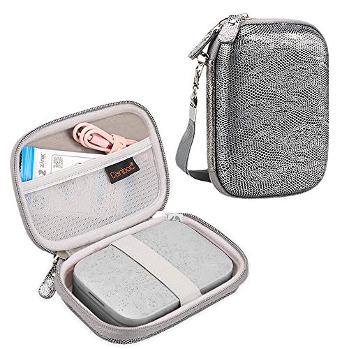 Product Cover Canboc Shockproof Carrying Case Storage Travel Bag for HP Sprocket Portable Photo Printer and (2nd Edition) / Polaroid Zip Mobile Printer/Lifeprint 2x3 Portable Protective Pouch Box,Black/Silver