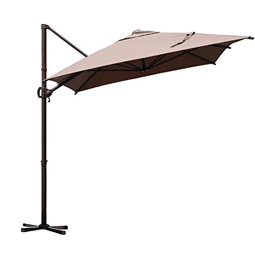 Product Cover Abba Patio Offset Cantilever Umbrella 9 by 7-Feet Rectangular Patio Hanging Umbrella with Cross Base, Cocoa