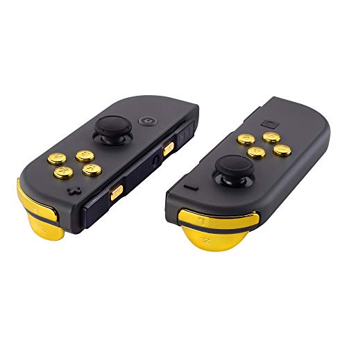 Product Cover eXtremeRate Chrome Gold Glossy Replacement ABXY Direction Keys SR SL L R ZR ZL Trigger Buttons Springs, Full Set Buttons Repair Kits with Tools for Nintendo Switch Joy-Con JoyCon Shell NOT Included