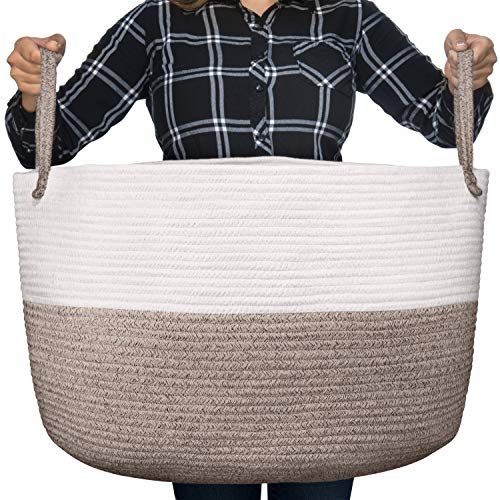 Product Cover Luxury Little Nursery Storage Basket, Size XXXL :: 100% Cotton Rope Hamper with Handles :: Sturdy Baby Bin Organizer for Laundry, Toys, Blankets, Pillows & More, 22