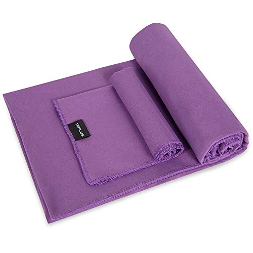 Product Cover TOPLUS Yoga Towel, Sweat Absorbent Non-Slip Hot Yoga Towel + Hand Towel 2in1 Set, Microfiber, Super Soft, Best Yoga Mat Towel for Bikram Hot Yoga, Pilates, with Carry Bag (Lavender Purple, 68