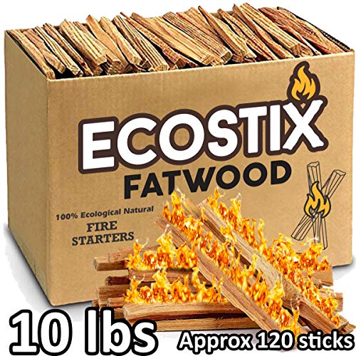 Product Cover EasyGoProducts Approx. 120 Eco-Stix Fatwood Starter Kindling Firewood Sticks Wood Stoves Camping Firestarter Fire Pit BBQ, 10 Lbs