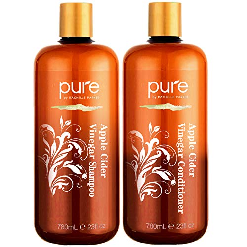 Product Cover Apple Cider Vinegar Shampoo and Conditioner Set. Sulfate Free Shampoo Conditioner Set for Damaged, Oily Hair. Shampoo & Conditioner Combo Pack to Reduce Dandruff, Frizz, Split Ends,