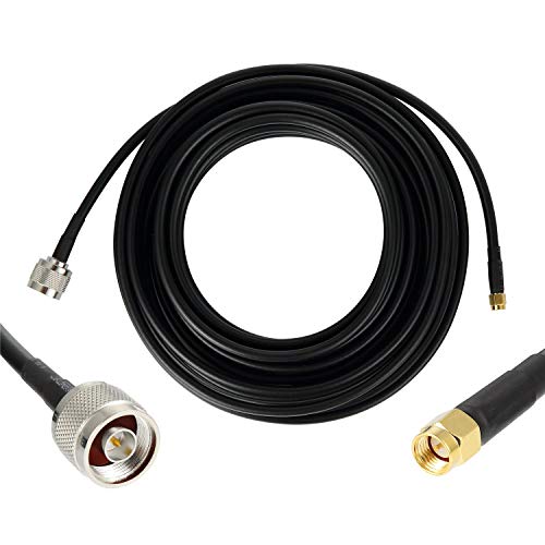 Product Cover 25 ft Low-Loss Coaxial Extension Cable (50 Ohm) SMA Male to N Male Connector, GEMEK Pure Copper Coax Cables for 3G/4G/5G/LTE/ADS-B/Ham/GPS/WiFi/RF Radio to Antenna or Surge Arrester Use (Not for TV)