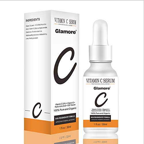 Product Cover Glamore Vitamin C Serum for Face, Facial Serum Anti-aging with Hyaluronic Acid and Vitamin E, 1 Fl Oz