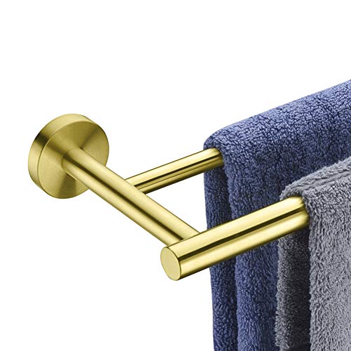 Product Cover Hoooh Double Bath Towel Bar 24-Inch Stainless Steel Hand Towel Rack for Bathroom Wall Mount Brushed Gold, A102L60-BG