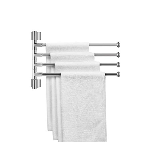 Product Cover Plantex Stainless Steel 4-Arm Bathroom Swing Hanger Towel Rack/Holder for Bathroom/Towel Stand/Bathroom Accessories