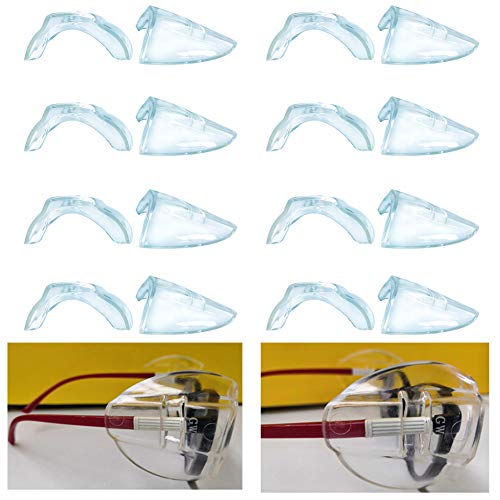 Product Cover Valleycomfy 8 Pairs Safety Eye Glasses Side Shields Slip On Side Shields for Safety Glasses Fits Medium to Large Flexible Clear Universal