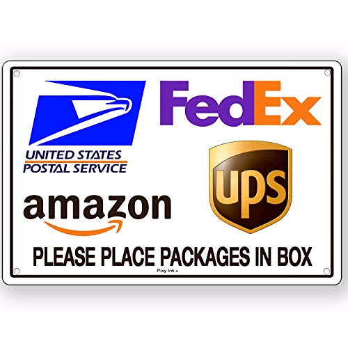 Product Cover Package Delivery Place Packages in Box Metal Sign Instructions 8x12 Inches
