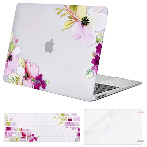 Product Cover MOSISO MacBook Air 13 inch Case 2019 2018 Release A1932 with Retina Display, Plastic Pattern Hard Shell & Keyboard Cover & Screen Protector Only Compatible with MacBook Air 13,Clear Base Peachblossom