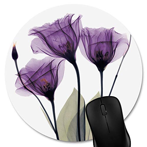 Product Cover Knseva Round Mouse Pad, Abstract Purple Flowers Lavender Hope Vintage Floral Sketch Art Circular Mouse Pads Custom