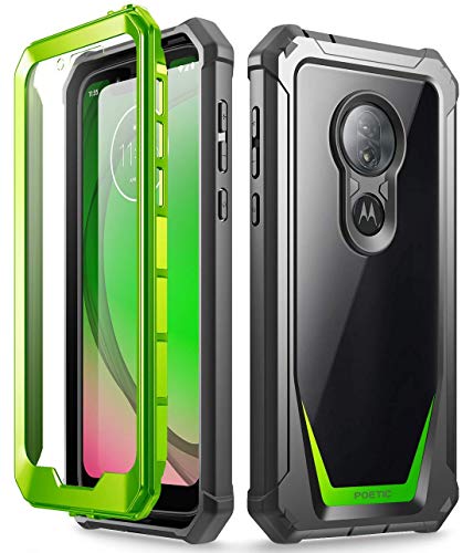 Product Cover Moto G7 Play Rugged Clear Case, Moto G7 Optimo Case, Poetic Full Body Hybrid Shockproof Bumper Cover, Built-in Screen Protector, Guardian Series, DO NOT FIT Moto G7 Or Moto G7 Power, Green/Clear