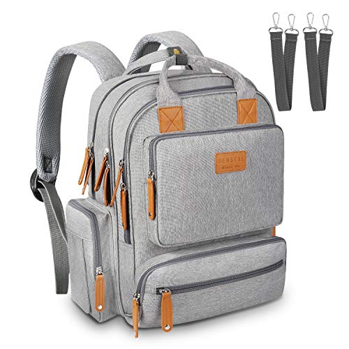 Product Cover Diaper Bag Backpack, Sensyne Multifunction Travel Back Pack Maternity Baby Nappy Bags with USB Charging Port & Stroller Straps, Large Capacity, Waterproof and Stylish, Gray