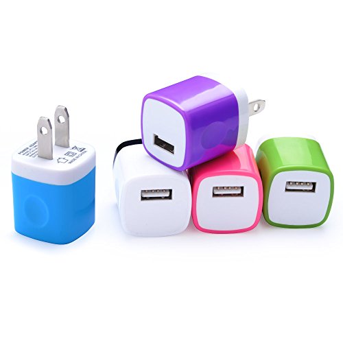 Product Cover Wall Charger 5 Pack, Home Travel USB Power Adapter Wall Charger Plug Charging Block Cube Compatible with iPhone Xs Max/Xs/XR/X/8/7/6 Plus/5S/4S, Samsung Galaxy S9/S8/Note 9, LG, Kindle, Android Phone