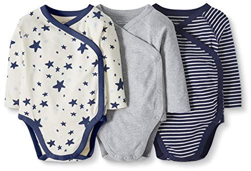 Product Cover Moon and Back by Hanna Andersson Baby 3-Pack Organic Cotton Long Sleeve Side Snap Bodysuit, Navy, Newborn
