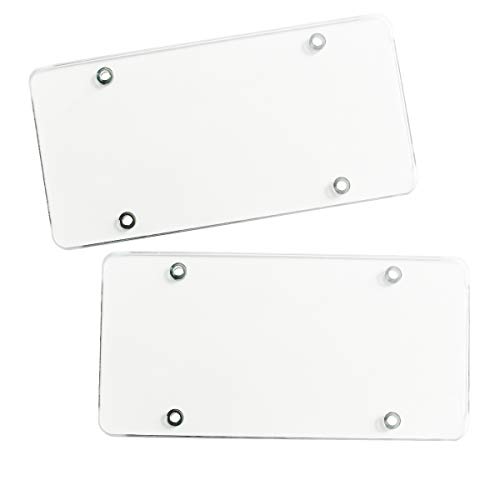 Product Cover Zone Tech Clear Unbreakable License Plate Shields - 2-Pack Novelty/License Plate Clear Durable Flat Thick Shields