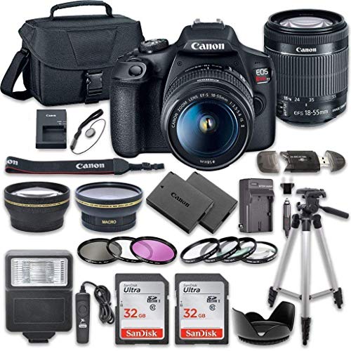 Product Cover Canon EOS Rebel T7 DSLR Camera Bundle with Canon EF-S 18-55mm f/3.5-5.6 is II Lens + 2pc SanDisk 32GB Memory Cards + Accessory Kit