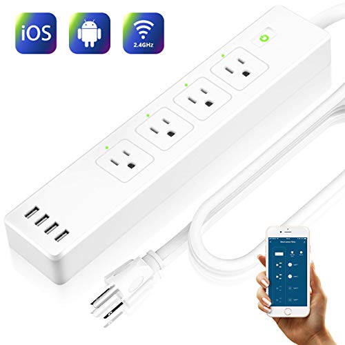 Product Cover LARKKEY Smart Power Strip WiFi Power Bar with 4 USB Charging Ports and Smart AC Plugs, Compatible with Alexa,Google Home and IFTTT, Surge Protector 2.4GHz, FCC Listed