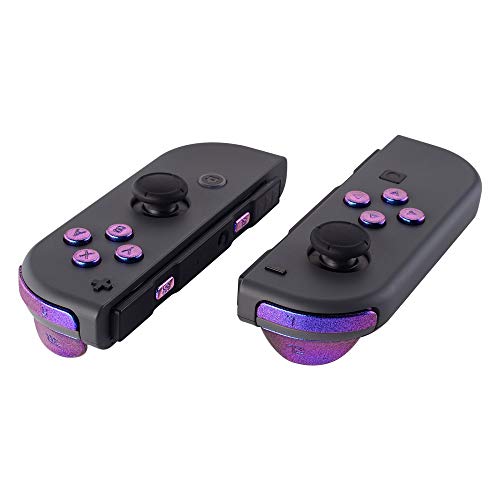 Product Cover eXtremeRate Purple Blue Chameleon Glossy Replacement ABXY Direction Keys SR SL L R ZR ZL Trigger Buttons and Springs, Full Set Buttons with Tools for Nintendo Switch Joy-Con JoyCon Shell NOT Included