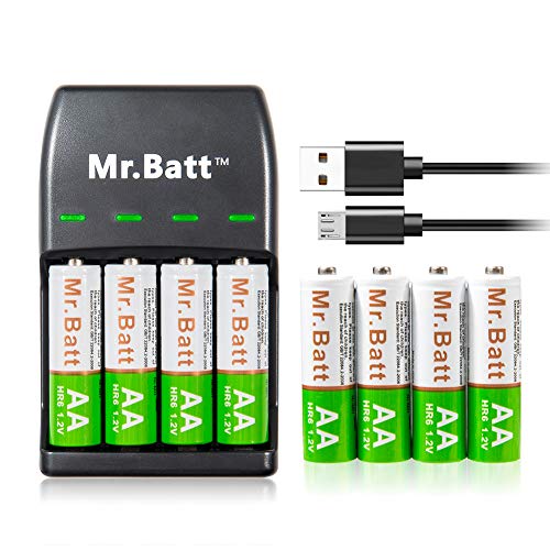 Product Cover Mr.Batt Rechargeable AA Batteries 1600mAh (8 Pack) and Rechargeable Battery Charger