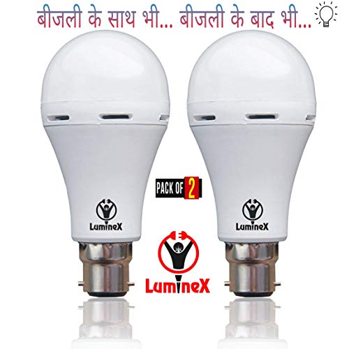 Product Cover Luminex Inverter Rechargeable LED Bulb Base B-22 Ceramic Emergency Light. Up to 5 hrs Backup (White, 9 W)