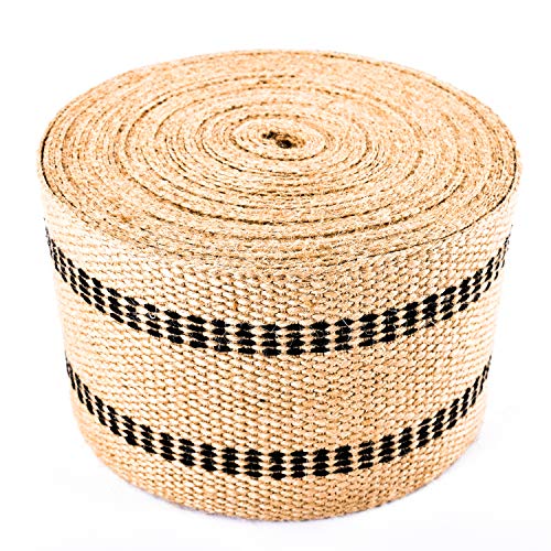 Product Cover Upholstery/Craft Jute Webbing (Burlap) 3.5 Inches X 10 Yards-Natural W/Black Stripes