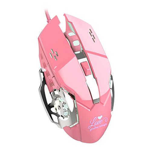 Product Cover Gaming Mouse Wired, 6 Buttons, Chroma RGB Backlit, 3200 DPI Adjustable, Comfortable Grip Ergonomic Optical PC Computer USB Gaming Mice (Pink)