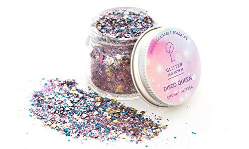 Product Cover Disco Queen biodegradable chunky eco glitter (8g) by Eco Lovers. Glitter for face, body and hair Rave-Festival-Party