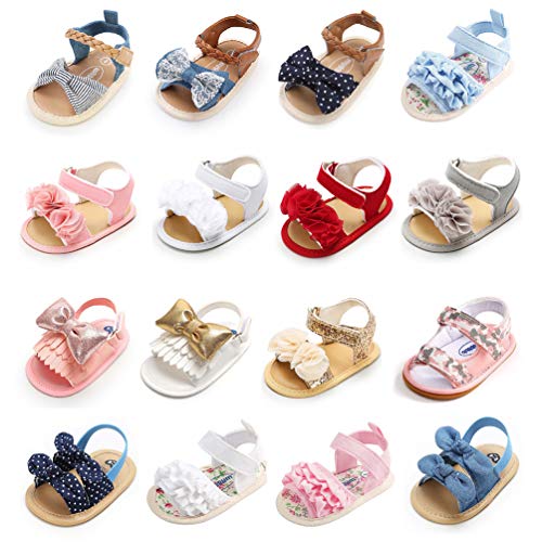 Product Cover Mybbay Infant Baby Girls Sandals Rubber Soft Sole Summer Sweet Princess Dress Bowknot First Walker Shoes