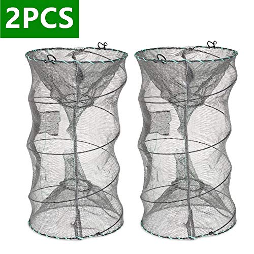 Product Cover ieasky Fishing Bait Trap,2 PCS Crab Trap Crawfish Trap Lobster Shrimp Collapsible Cast Net Fishing Nets Portable Folded Fishing Accessories,12.6X20.1inches
