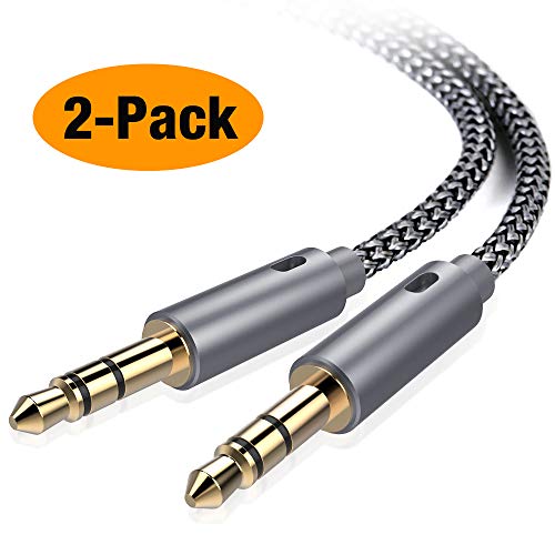 Product Cover oldboytech AUX Cable, [2-Pack,8ft,Hi-Fi Sound Quality] 3.5mm Auxiliary Audio Cable Nylon Braided AUX Cord for Car/Home Stereos,Speaker,iPhone iPod iPad,Headphones,Sony Beats,Echo Dot & More