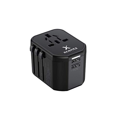 Product Cover Xcentz Universal Travel Power Adapter International All in One Worldwide Travel Adapter Wall Charger AC Power Plug Adapter with Dual USB Ports for US EU UK AUS European Cell Phone Laptop