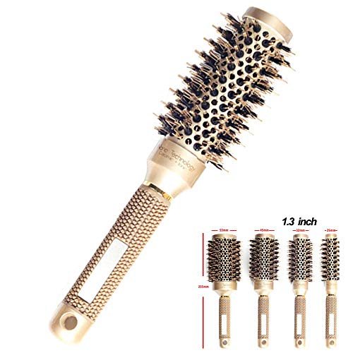 Product Cover Round Brush for Blow Drying, Round Hair Brush, Nano Technology Thermal Ceramic Barrel Ionic Anti-Static Blowout Hairbrush with Boar Bristle, for Hair Styling, Curling Straightening, Volume & Shine
