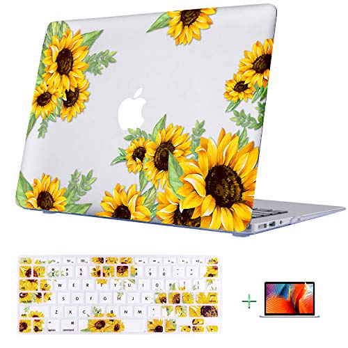 Product Cover TeenGrow A1466 MacBook Air 13 Inch case (Older Version Release 2010-2017 Plastic Hard Shell with Keyboard Cover & Screen Protector, [Only Compatible MacBook Air 13 (A1369 & A1466)], Sunflower