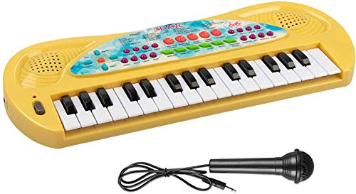 Product Cover AIMEDYOU Kids Piano Keyboard 32 Keys Portable Electronic Musical Instrument Multi-Function Keyboard Teaching Toys Birthday Christmas Day Gifts for Kids (Yellow)
