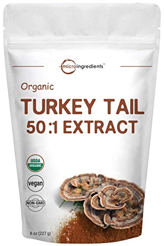 Product Cover Sustainably US Grown Organic Turkey Tail Mushroom Powder (50:1 Extract), 8 Ounce (227Grams), Naturally Supports Immune Response and Cellular Level, No GMOs and Vegan Friendly