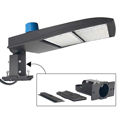 Product Cover dephen 300W LED Parking Lot Light With Photocell 5700K Led Shoebox Pole Light 40500Lm 1000W Metal Halide Eq. Outdoor Area Lighting - Dimmable - 10KV Surge - Arm & Slip Fit in One Mount (DLC/UL-Listed)