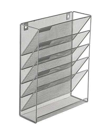 Product Cover Denozer 6 Tier Wall Mount File Holder Organizer Hanging Magazine Rack,Silver
