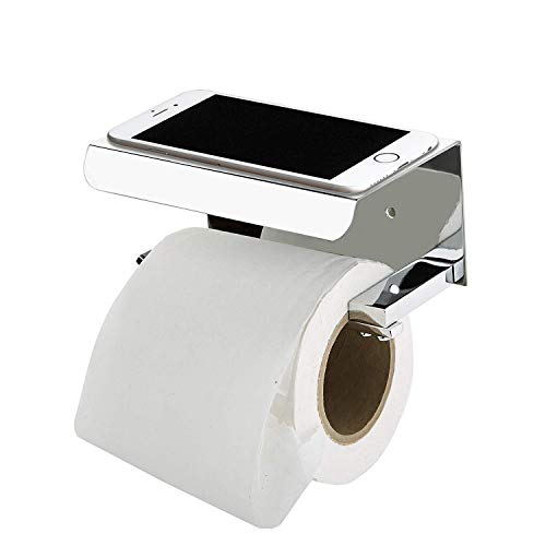 Product Cover Plantex Platinum Stainless Steel 304 Grade Toilet Paper Holder with Mobile Phone Stand - Bathroom Accessories (Chrome Finish)