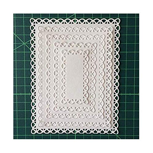 Product Cover Nested Stitched Scallop Rectangle Frame Cutting Dies, Metal Cutting Dies Stencils DIY Etched Dies Craft Paper Card Making Scrapbooking Embossing 10.7X13.9 cm
