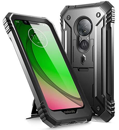Product Cover Moto G7 Play Rugged Case, Moto G7 Optimo, Poetic Full-Body Dual-Layer Shockproof Protective Kickstand Cover, Built-in-Screen Protector, Revolution, DO NOT FIT Moto G7 Or Moto G7 Power, Black