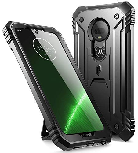 Product Cover Moto G7 Rugged Case with Kickstand, Poetic Full-Body Dual-Layer Shockproof Protective Cover, Built-in-Screen Protector, Revolution Series, DO NOT FIT Moto G7 Power Or Moto G7 Play, Black