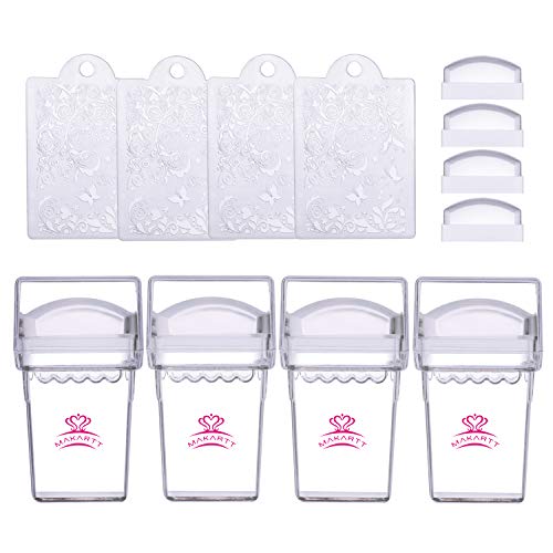Product Cover Makartt 4pcs Clear Nail Stampers 4pcs Nail Scrapers 4pcs Silicone Nail Art Stamper Heads, S-02
