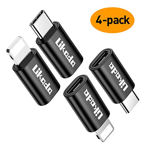 Product Cover Micro USB to USB C Adapter, Micro USB to iOS Adapter 4 Pack Fast Charging Data Transfer Convert Compatible with Samsung Galaxy S8 S9 Note 9,LG V30, iPhone X, 6,7,8plus, iPad (Micro USB Adapter)