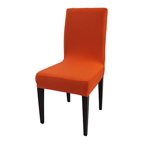 Product Cover Orange Spandex Stretch Dining Chair Covers - 4 PCS Knit Removable Washable Party Chair Slipcovers (Orange, 4)