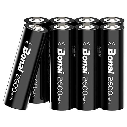 Product Cover BONAI AA Batteries Rechargeable High Capacity 1.2V NiMH-AA Rechargeable Batteries,Reliable Power & Low Self Discharge (Pack of 8) - UL Certification Battery