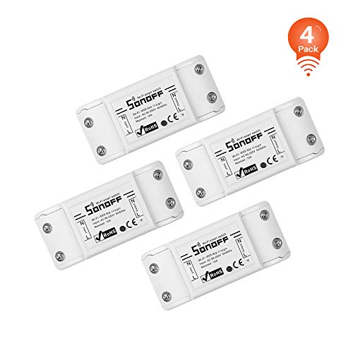 Product Cover SONOFF Basic R2 10A Smart WiFi Wireless Light Switch, Universal DIY Module for Smart Home Automation Solution, Compatible with Alexa & Google Home Assistant, Compatible with IFTTT (4 Pack)
