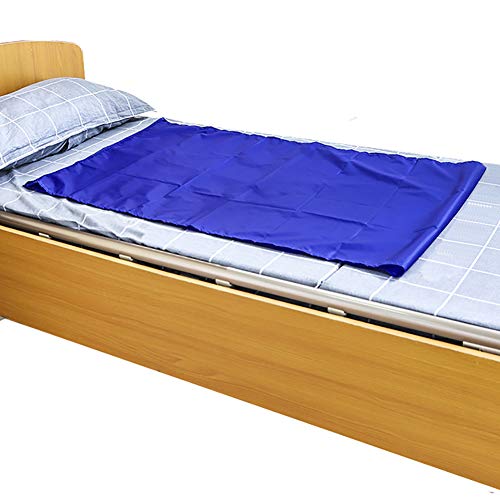 Product Cover HNYG Reusable Flat Slide Sheet for Patient Transfer, Turning, and Repositioning in Beds, Hospitals and Home Care, Sliding Draw Sheets to Assist Moving Elderly and Disabled (Blue, 130x70 cm)