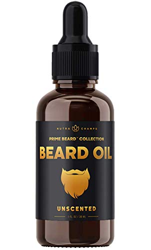 Product Cover Beard Oil Conditioner - Unscented All Natural Virgin Argan, Jojoba, Grapeseed Oils & More for Beard Growth - Softens & Strengthens Beards & Mustaches for Men - Premium Signature Prime Beard Blend