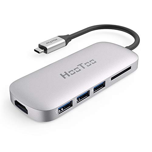 Product Cover HooToo USB C Hub, 6-in-1 USB C Adapter (2019 Upgrade) with Power Delivery, 4K HDMI, 3 USB 3.0 for MacBook/Pro/Air and Type C Windows Laptops(Silver)